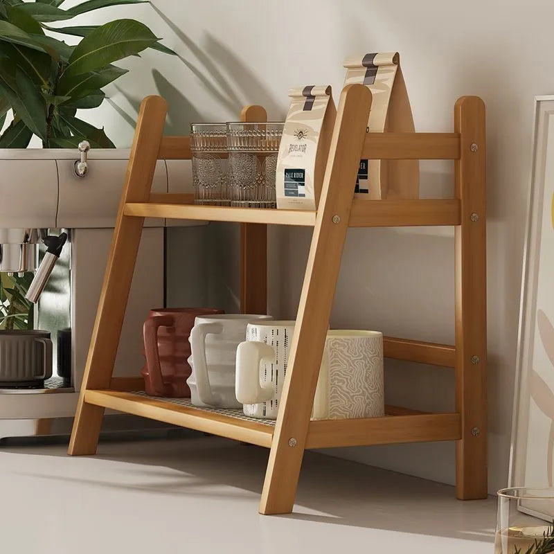 2-Layer Bamboo Spice Caddy & Kitchen Storage Shelf