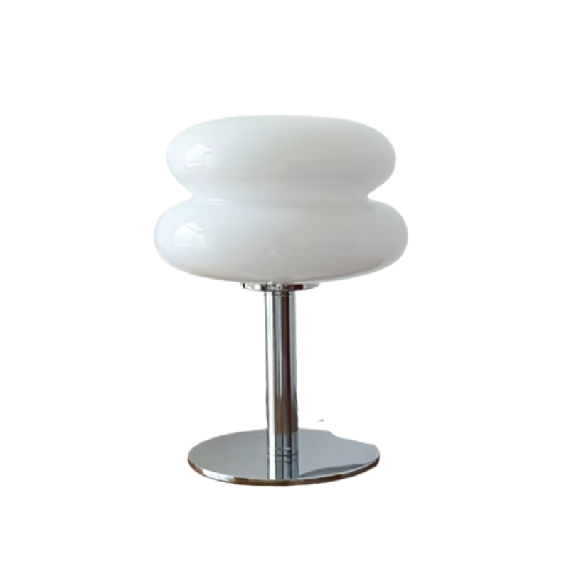 Macaron Glass Table Lamp | Stained Glass Bedside Light with Silver Base
