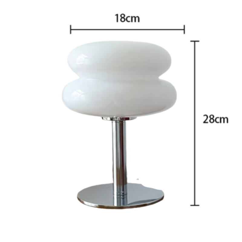 Macaron Glass Table Lamp | Stained Glass Bedside Light with Silver Base