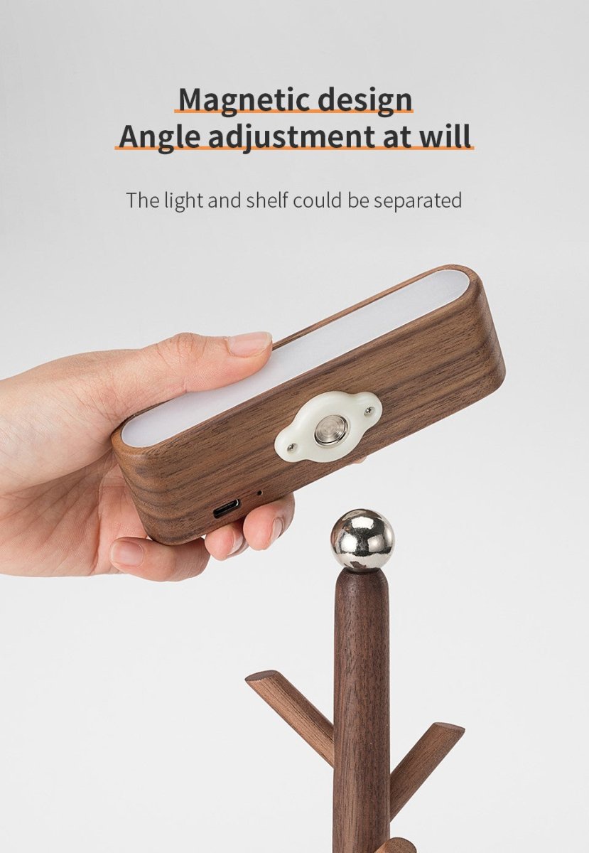 Lumière Shelf Lamp | Solid Wood LED Table Lamp with Organiser Tray