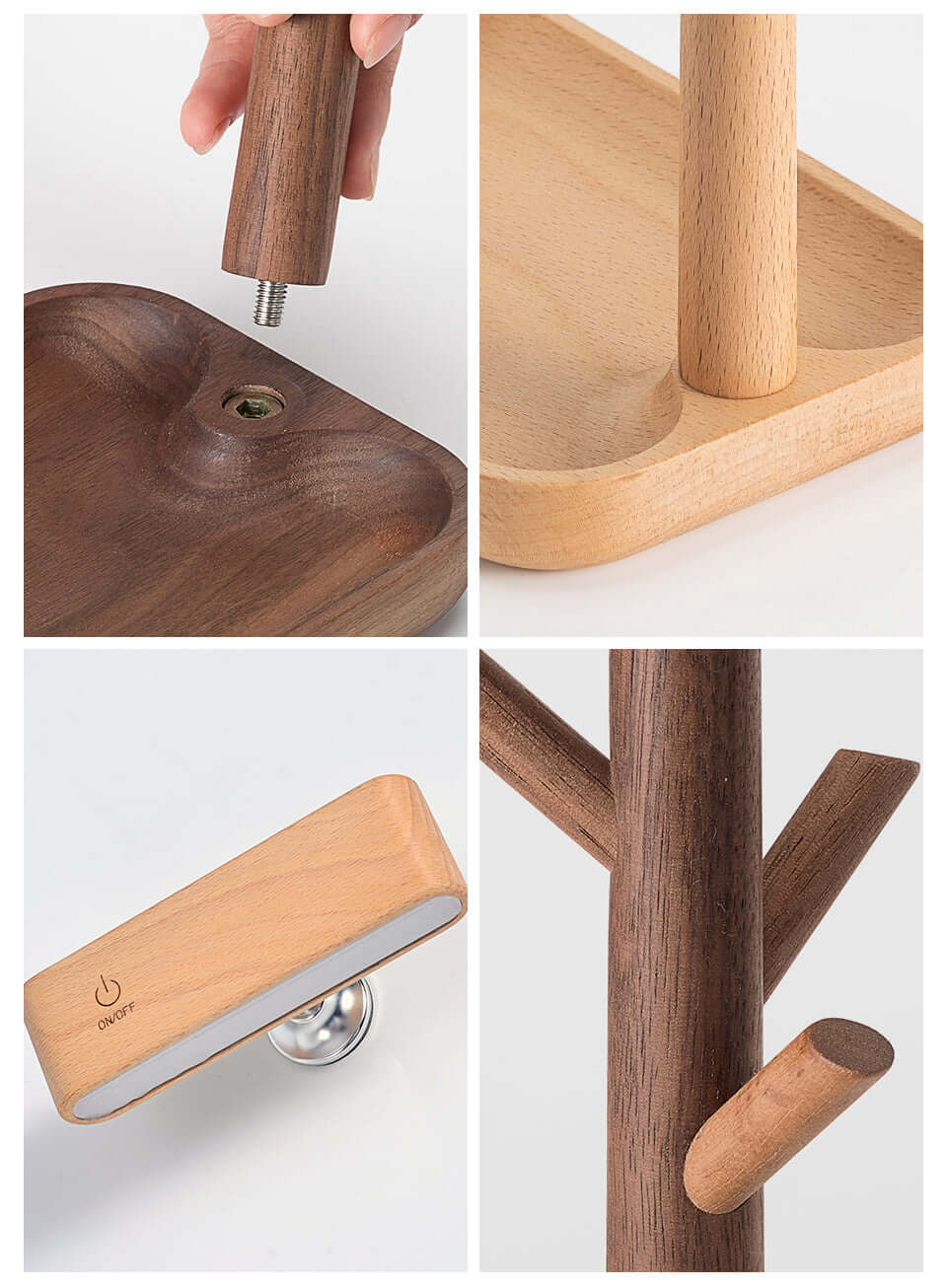 Lumière Shelf Lamp | Solid Wood LED Table Lamp with Organiser Tray